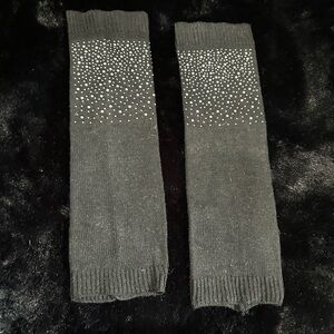 Black Knit Arm/Leg Warmers with Rhinestone Embellishments – Stylish & Cozy